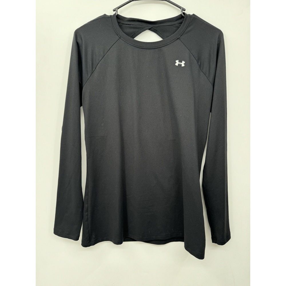 Under Armour Small Long Sleeve Shirt‎ Mens Black HeatGear Open Back 1326986